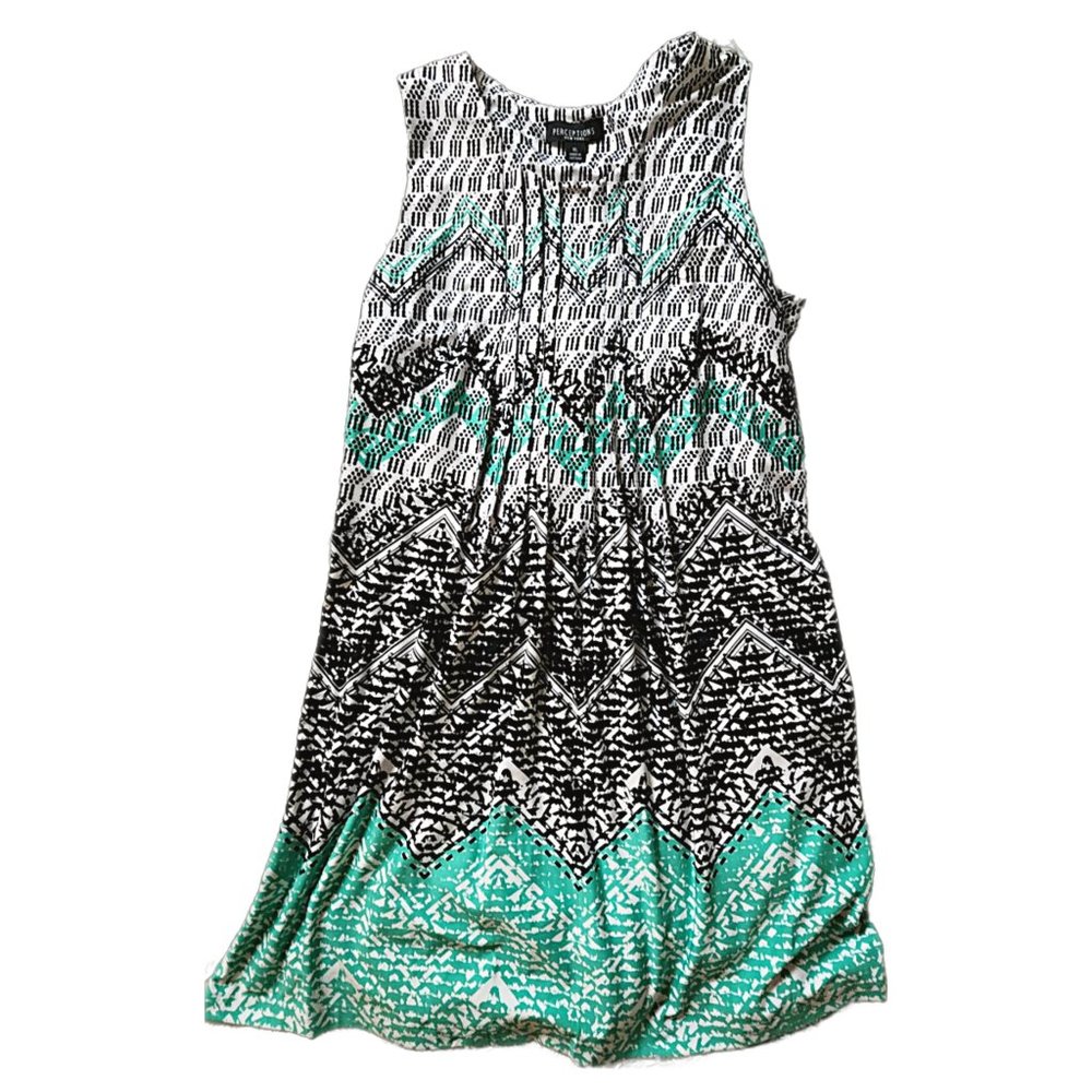 Black and Teal Designed Dress by Perceptions - XL